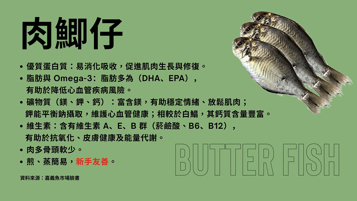 肉鯽仔營養成分高,有優質蛋白質、礦物質,肉多骨頭少,煎、蒸簡單是新手友善食材。(圖/陳詩璧製)